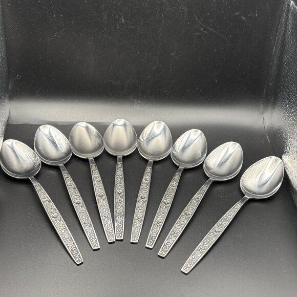 Set Of 8 Northland Stainless Korea Rendezvous Floral Pattern Tablespoons - Picture 1 of 5
